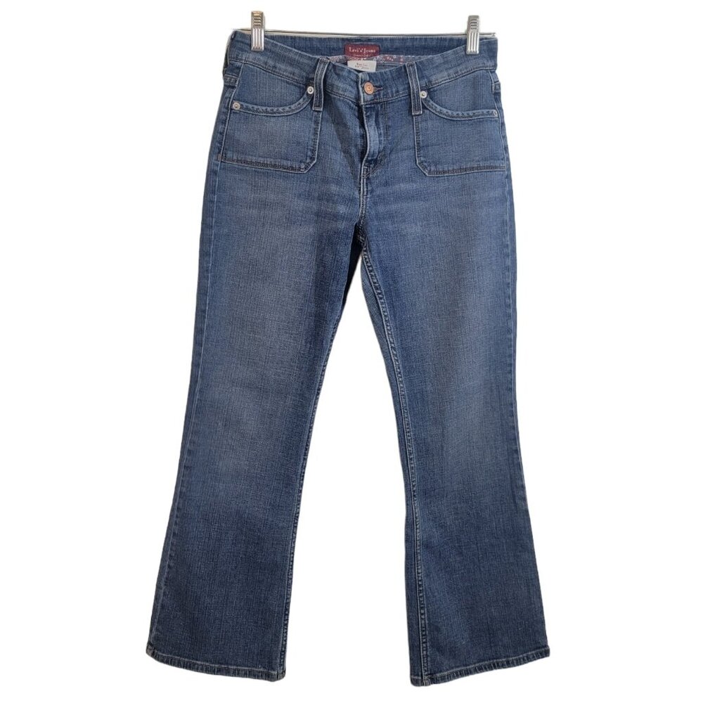 Levi's 515 Jeans Bootcut‎ Blue Med Wash Denim Button Unique Pocket Womens 6P
